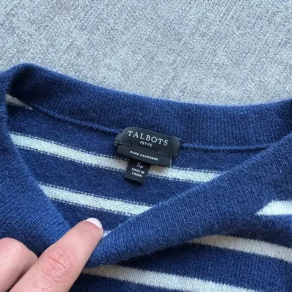 Talbots Striped Cashmere Sweater - Picture 2 of 4